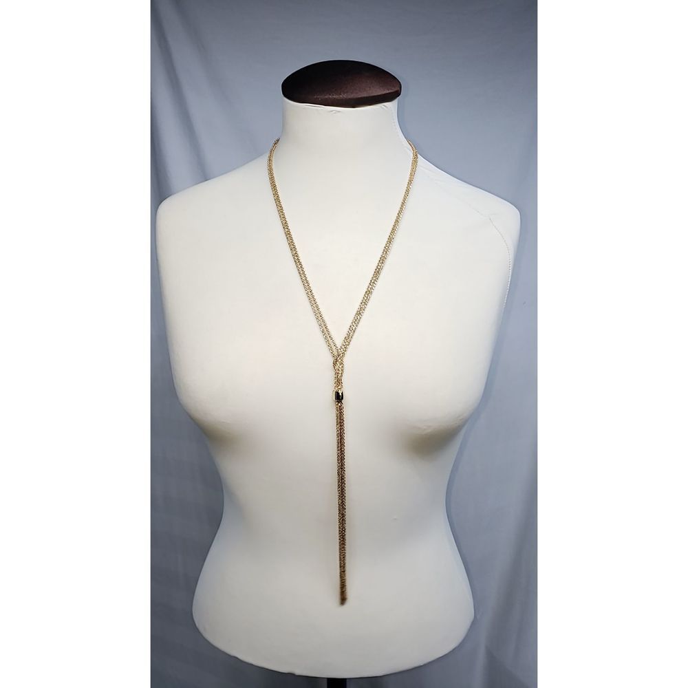 Gold braided twist with tassel necklace